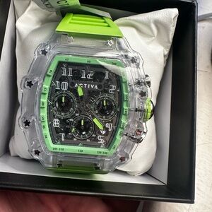 Activa Green and Black Chronograph Watch